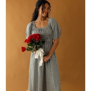 Roolee Classic Black and White Gingham Midi Dress